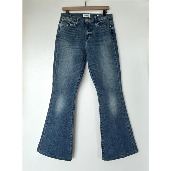 EUC Frame Le High Flare Jeans Size 29 Mid Wash High Rise Stretch Denim Boho 70s - Picture 12 of 13